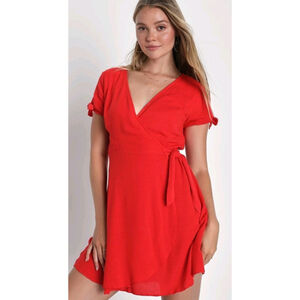 Lulus My Philosophy Red Wrap Dress Size XS NWT Flowy, Playful, Flared Hip $65